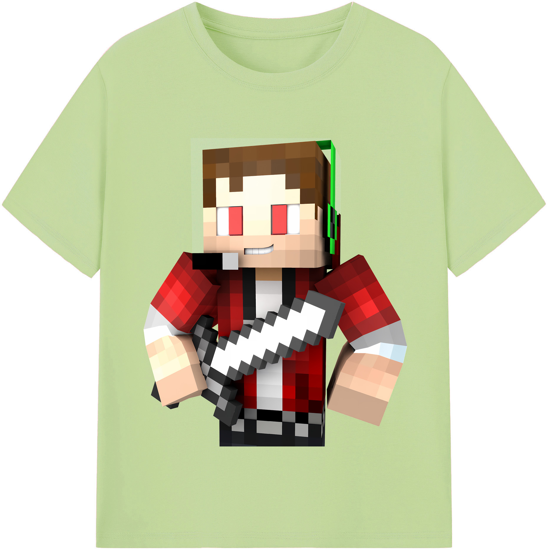 （画像用） マインクラフト ブロックの世界 Minecraft MC Block world 綿100％半袖Tシャツ（フロントプリント）